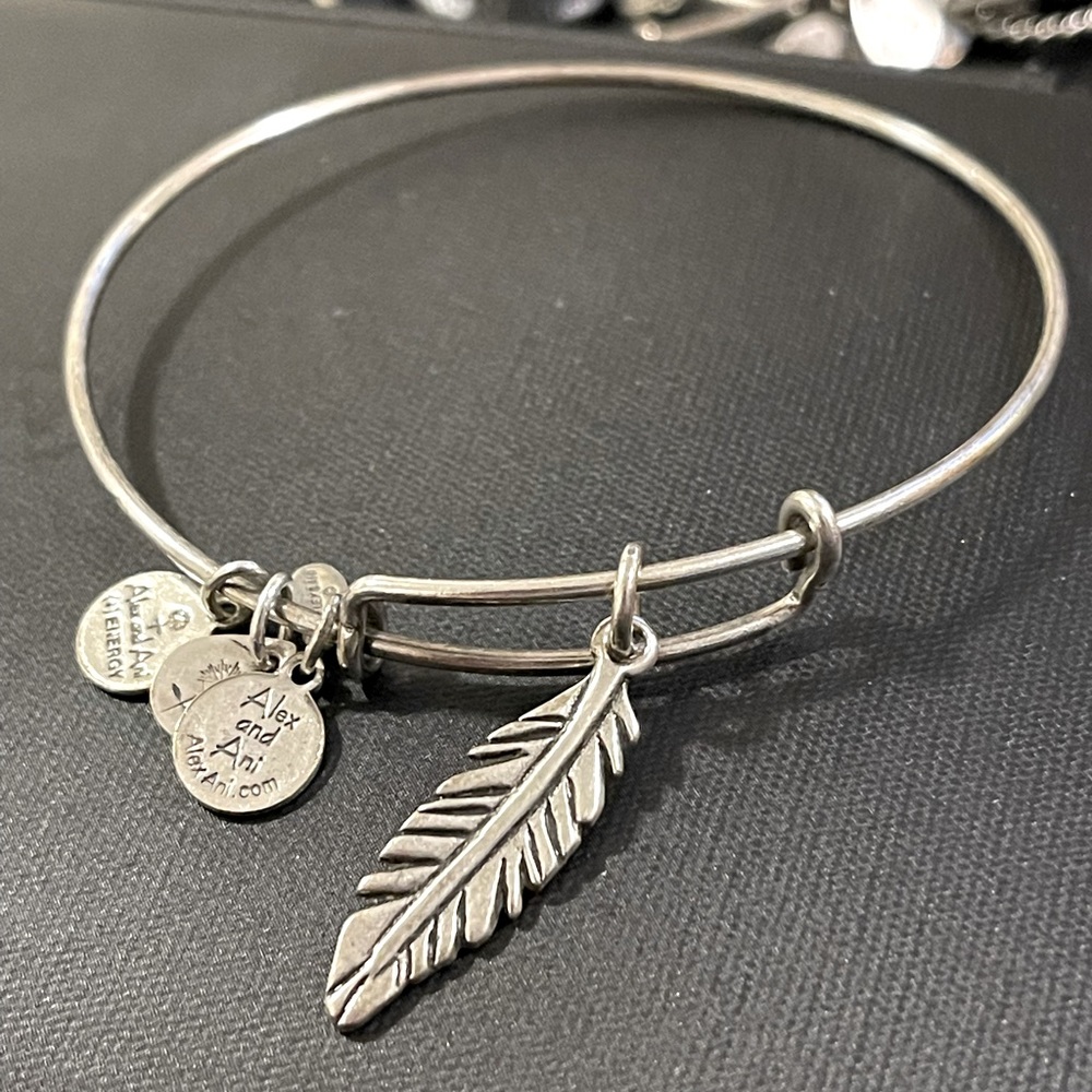 Alex and Ani Bracelet Feather Charm Bangle